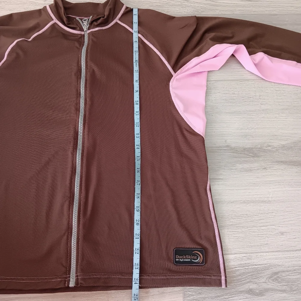 DuckSkinz UV & H2O Armor Long-Sleeved Full ZIp Jacket Brown Pink Medium
